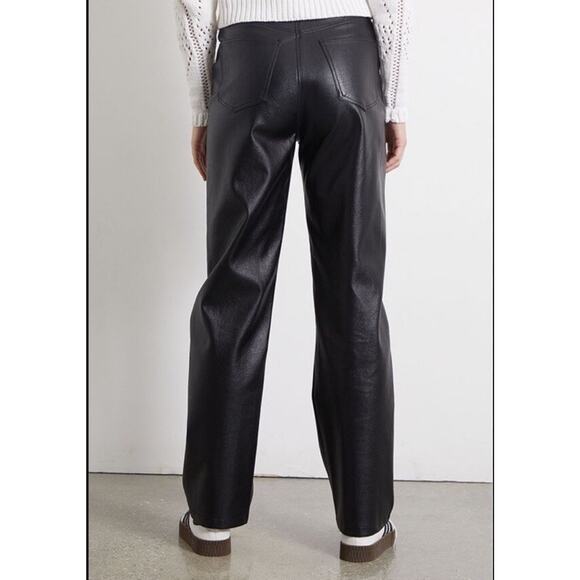 NWT PACSUN Womens Black Leather Faux Wide Leg Pants Small 30x31 - Picture 2 of 5